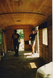 Mark and Dave inside the Old Luggage Van