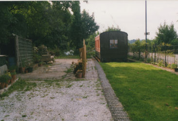 the Old Luggage Van in the garden