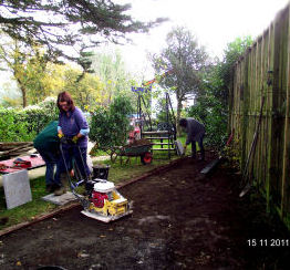 Lil, Nic and Dave in the garden