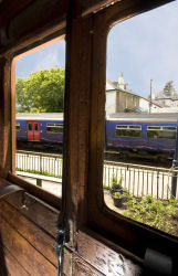 Passing the station building